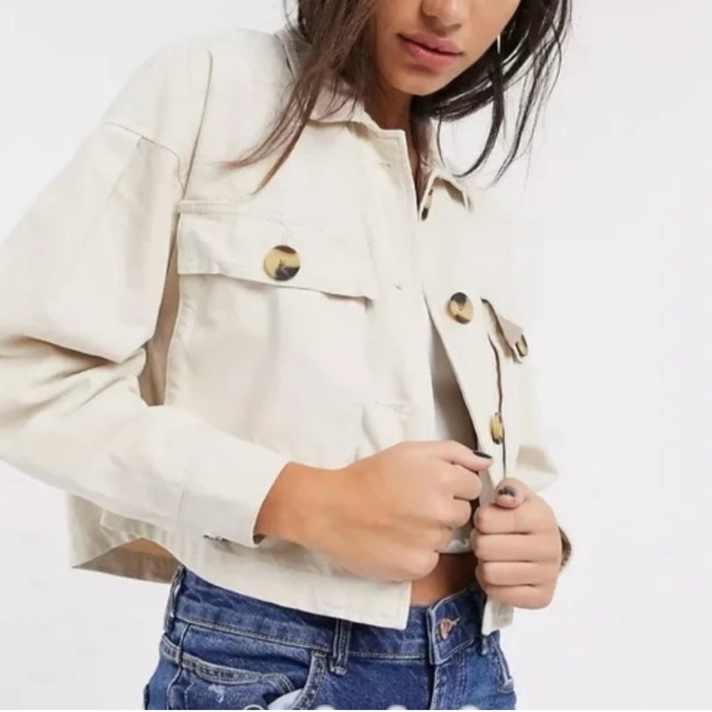 Bershka Cream Utility Jacket